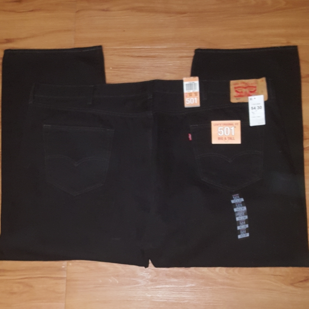 Levi's 501 Big & TalOriginal Fit Black Jeans 50x30 - Picture 2 of 4